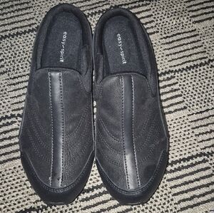 Easy Spirit Traveltime Womens 8.5M Black Leather Slip on Comfort Mules